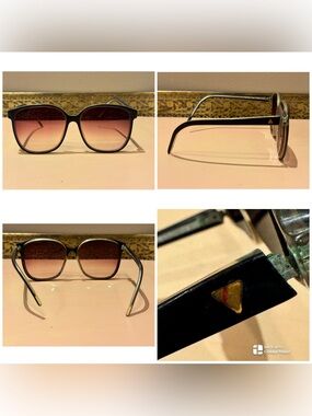 Vintage 80s Liz Claiborne LC21 BK Black Retro Eyeglass: Presciption glass lense